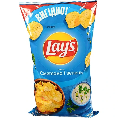 Чипси картопляні Lay's зі смаком сметани та зелені 170г