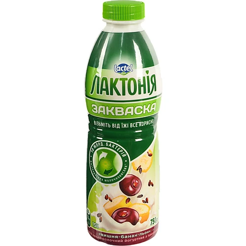Закваска Лактонія 750г 1.5% вишня банан льон петрушка