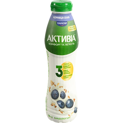 Біфідойогурт Активіа 500г 1.2 чорниця злаки пет