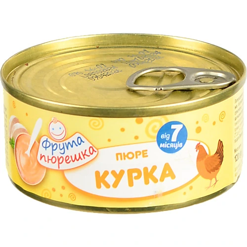 Пюре для дітей від 7міс Курка Фрута пюрешка ж/б 120г