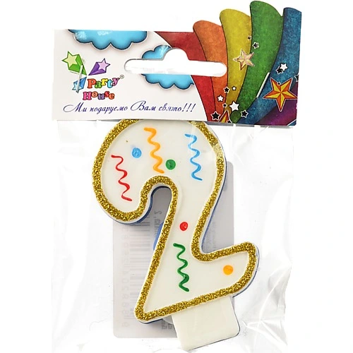 Свічка цифра велика 2 1шт.