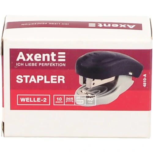 Степлер 24 mini Axent Welle-2 10 аркушів чорний