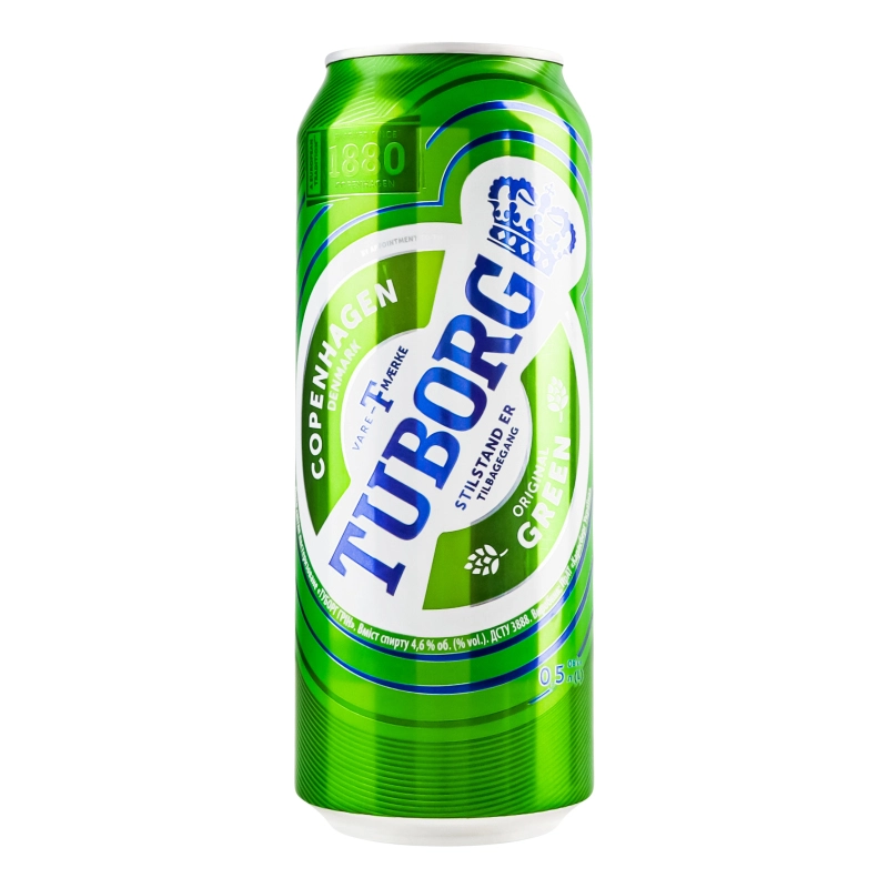 Пиво 0.5л 4.6% світле пастеризоване Tuborg Green з/б