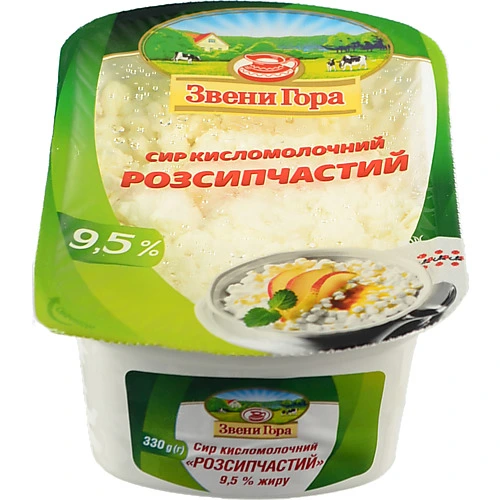 Сир кисломолочний 9.5% Розсипчастий Звени Гора п/у 330г
