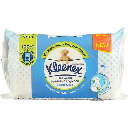 Папір туалетний вологий Classic Clean Kleenex 42шт