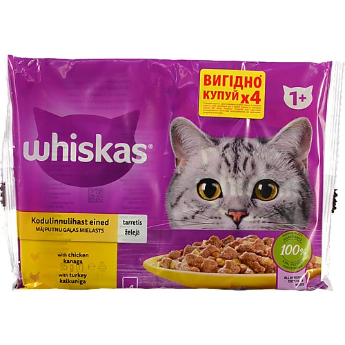 Корм Віскас 4х85г курка індичка в желе