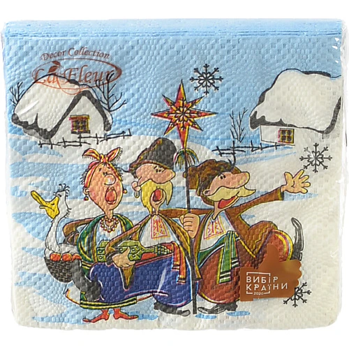 Серветка La Fleur 33х33 Різдвяні гості 2шари 16шт