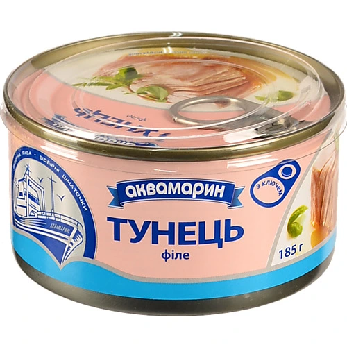Тунець філе Аквамарин з/б 185г