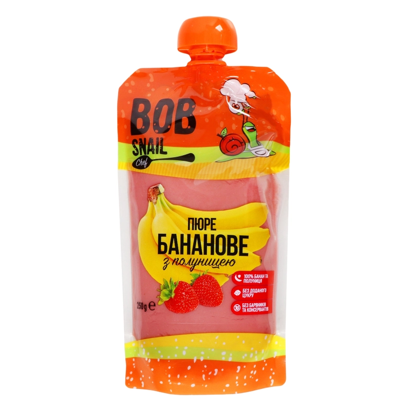 Пюре фруктово-ягідне Банан-полуниця Bob Snail д/п 250г