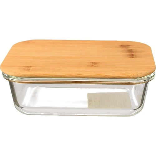 Контейнер для харчових продуктів з термоскла з бамбуковою кришкою