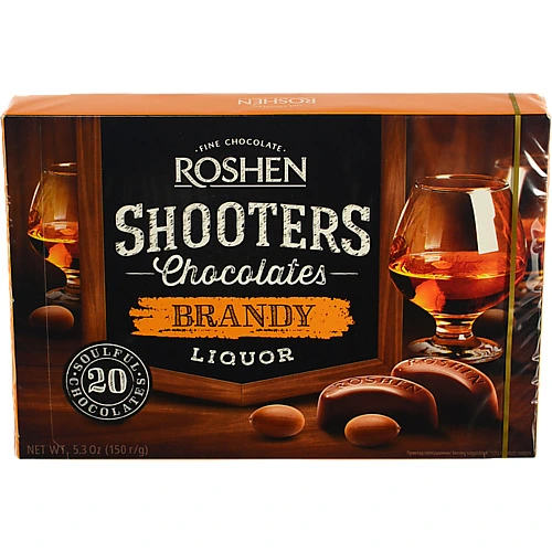 Цукерки шоколадні Brandy-liquor Shooters Roshen к/у 150г