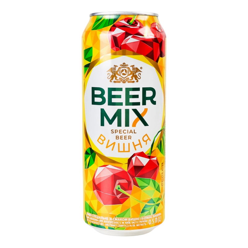 Пиво BeerMix Вишня 0.5л пастеризоване