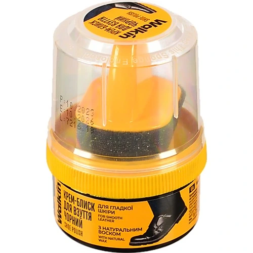 Крем-блиск для взуття з аплікатором чорний для гладкої шкіри Walkin 50мл