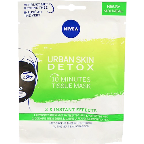 Маска для обличчя тканинна збагачена сироваткою Charcoal&Black tea Skin Detox Nivea 1шт
