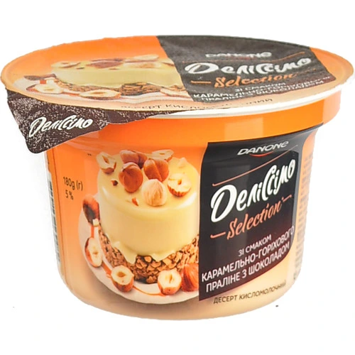 Десерт к.м Деліссімо 180г 5% карамельно-горіхове праліне
