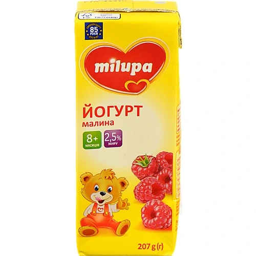 Йогурт 2.5% для дітей від 8міс Малина Milupa т/п 207г