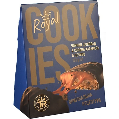 Печиво з солоною карамеллю глазуроване чорним шоколадом Truff Royal к/у 126г