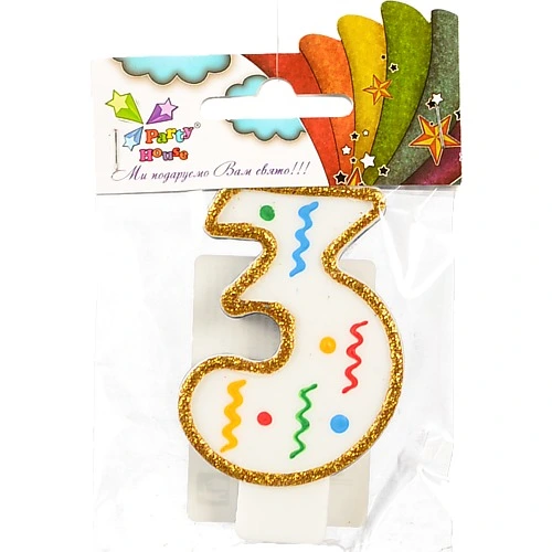 Свічка цифра велика 3 1шт.