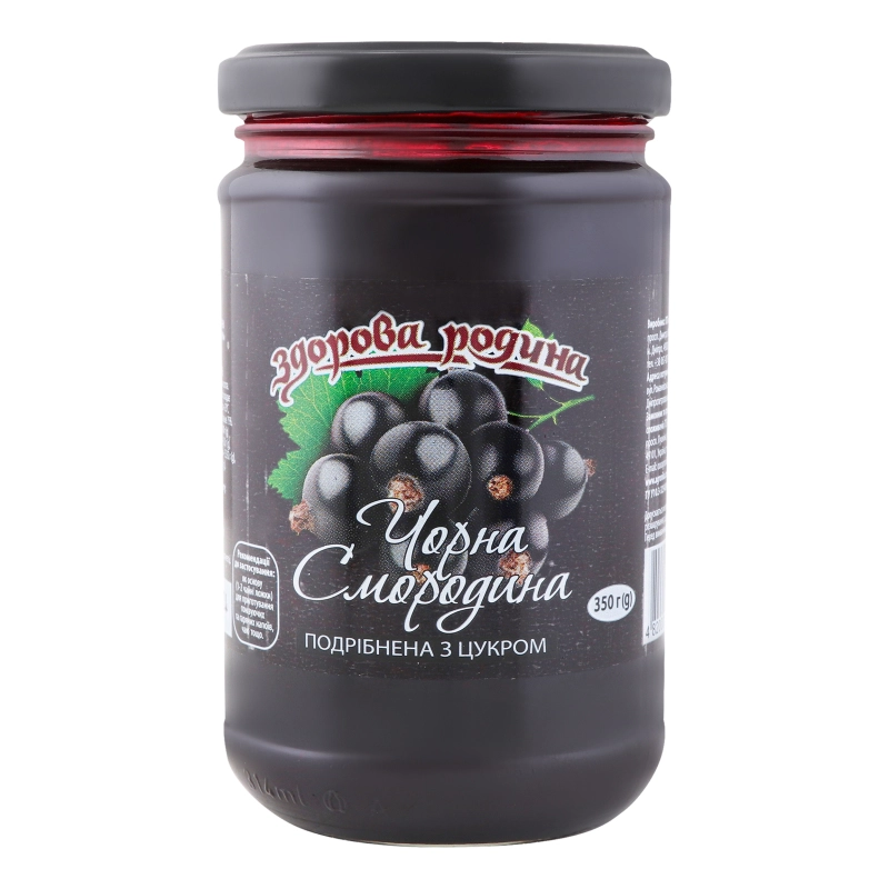 Фрукты подрібнені з цукром Чорна смородина Здорова родина с/б 350г