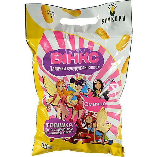Кукурудзяні палички Бумкорн 100г вінкс з сюрпризом