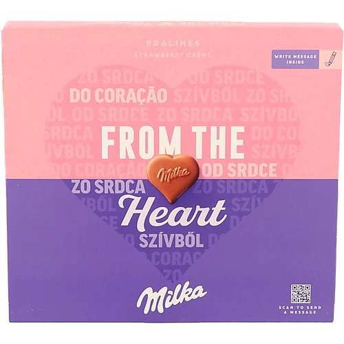 Цукерки з кремово-полуничною начинкою в молочному шоколаді Milka к/у 5х22г