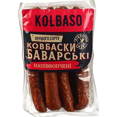 Ковбаски Баварські Kolbaso напівкопчені, першого ґатунку