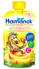 Пюре Hamanek 120г яблуко персик банан