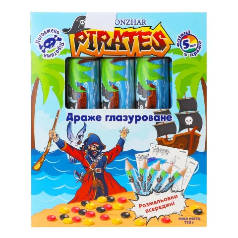 Драже Монжар 110 г набір олівців Пірати