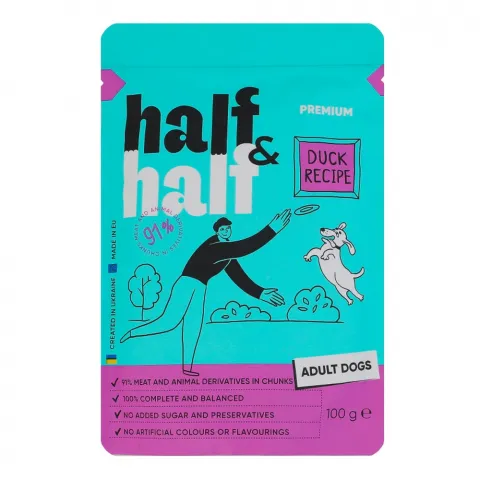 Корм д/собак Half and Half 100 г шмат. качки в соусі