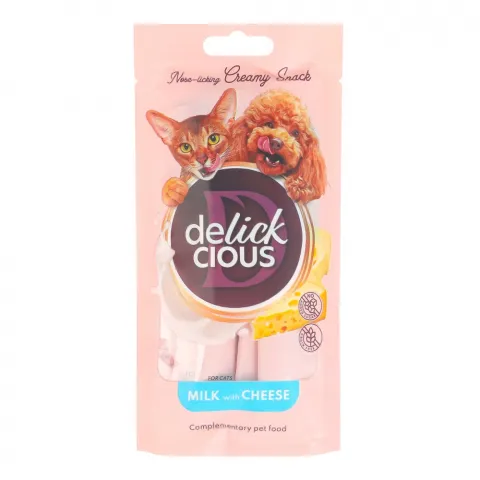 Ласощі д/котів та собак Delickcious 4х15 г молоко з сиром