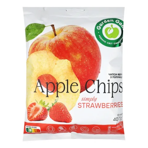 Чіпси яблучні з полуницею Гадз 40 г