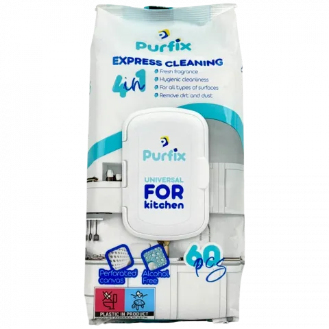 Серветки вологі Purfix 60 шт. унів. д/прибир. кух. повер.