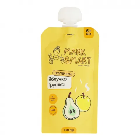 Пюре Mark and Mart 120 г д/пак. Запечене яблучко і грушка