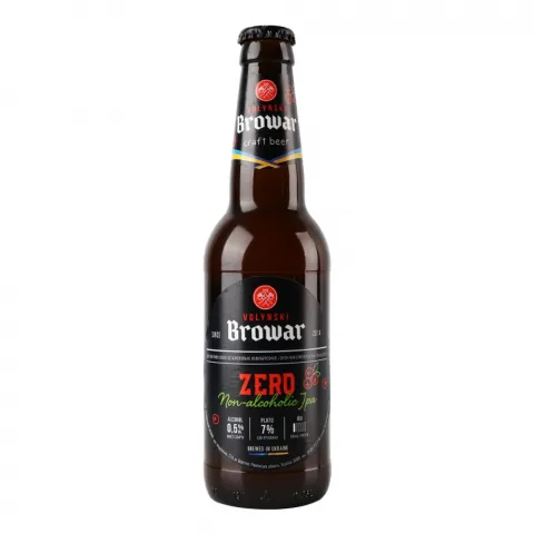 Пиво Волинський бровар Zero 0,35 л скл. б/алк. нефільтр.