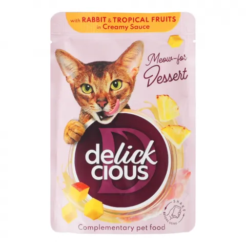 Корм д/котів Delickcious 80 г Пластівці з кроликом та тропічними фруктами у вершковому соусі
