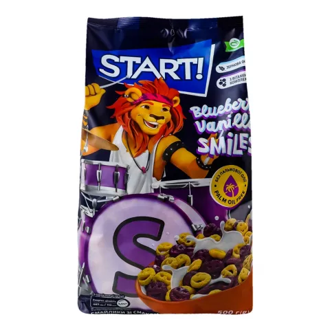 Сухий сніданок Старт 500 г Смайлики зі смак. чорн. та ван.