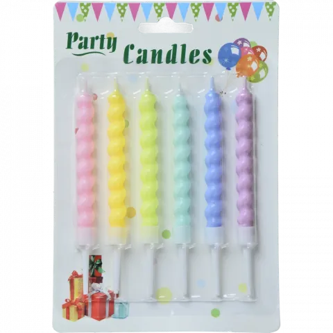 Набір свічок для торту довгих, 6 шт., різнокольорові арт. 6961-5 И681