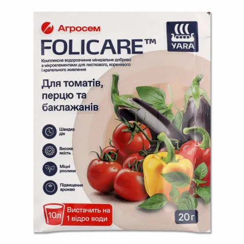 Добриво Folicare мін. водор. д/томат. перц. і баклаж.20г