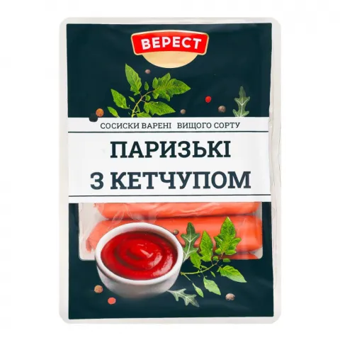 Сосиски Верест Паризькі 280 г з кетчупом в/ґ