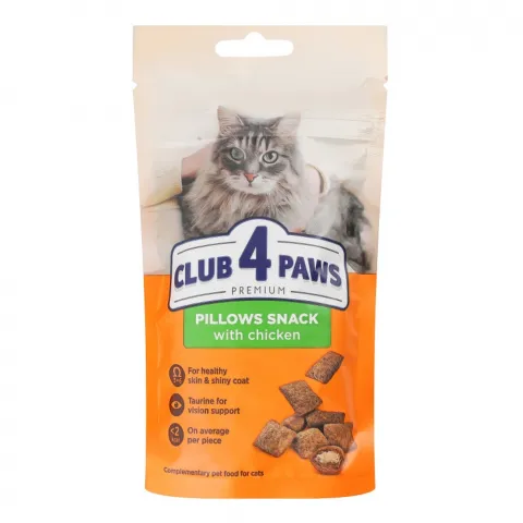 Ласощі д/котів Клуб 4 лапи 60 г подушечки з куркою