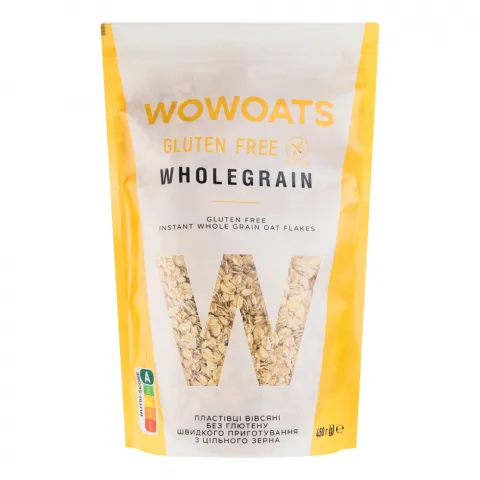 Пластівці Wowoats 450 г вівсяні Wholegrain без глютену