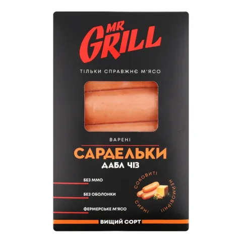 Сардельки Mr.Grill Дабл чіз 350 г вар. в/ґ