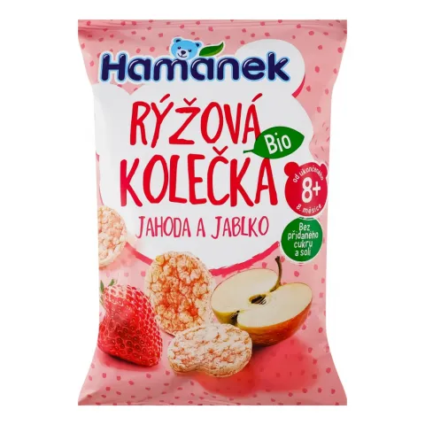 Хлібці Hamanek 35 г дит. органічні рисові полуницею та яблуком