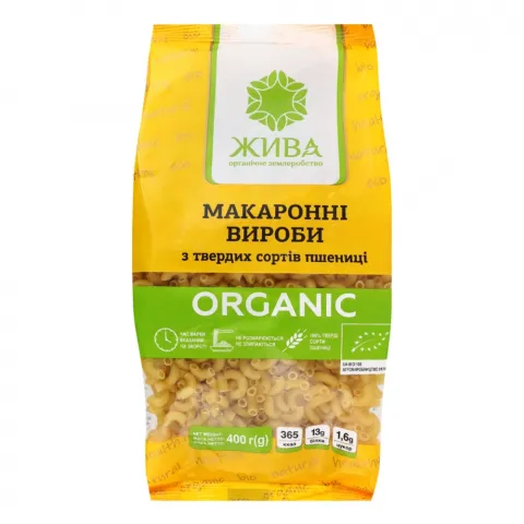Макарони Жива 400 г Ріжки органічні