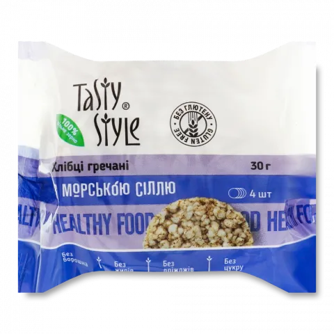 Хлібці Tasty Style 30 г Гречані з морською сіллю