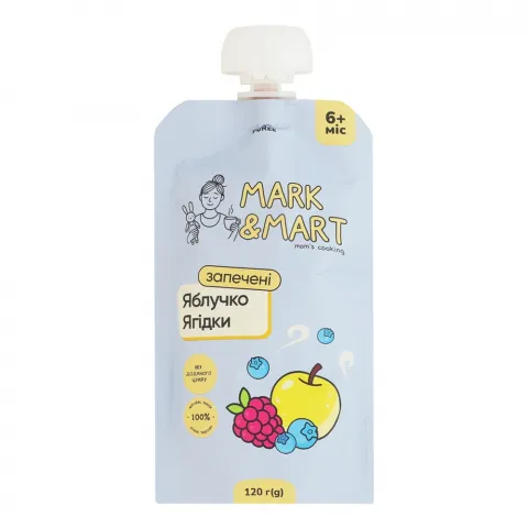 Пюре Mark and Mart 120 г д/пак. Запечене яблучко та ягідки