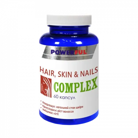 Добавка дієтична PowerFul Комплекс шкіра, волосся, нігті 1 г 60 шт. капс.