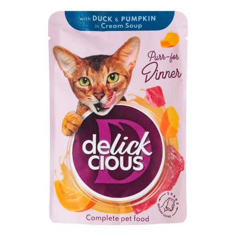 Корм д/котів Delickcious 85 г з качкою та гарбузом