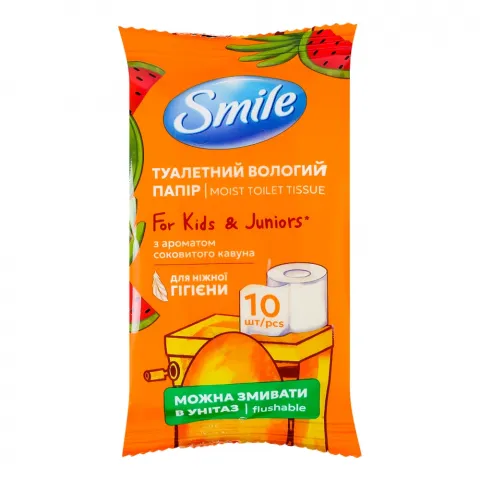 Туал. папір Smile 10 шт. вологий д/дітей та підлітків