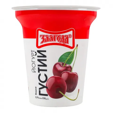 Йогурт Злагода 230 г 2,2 стак. Вишня густий